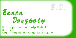 beata doszpoly business card